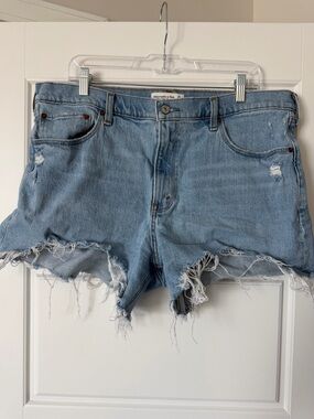 Abercrombie & Fitch The 4” Mom Distressed Denim Cutoff Shorts
